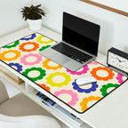 Flower Dots Cute Colorful Retro Contemporary Floral Pattern Desk Mat Gallery Image 2