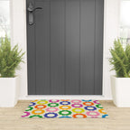 Flower Dots Cute Colorful Retro Contemporary Floral Pattern Welcome Mat Gallery Image 3