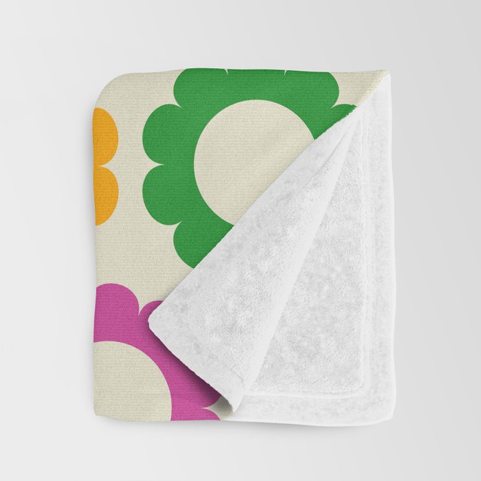 Flower Dots Cute Colorful Retro Contemporary Floral Pattern Throw Blanket Gallery Image 3