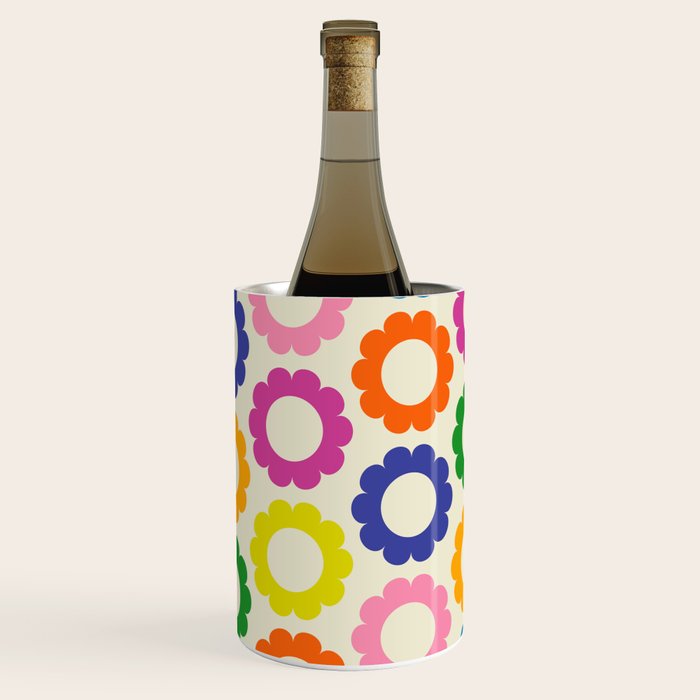 Flower Dots Cute Colorful Retro Contemporary Floral Pattern Wine Chiller Gallery Image 3