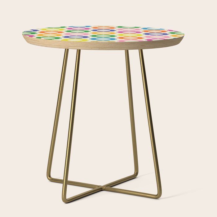 Flower Dots Cute Colorful Retro Contemporary Floral Pattern Side Table Gallery Image 1