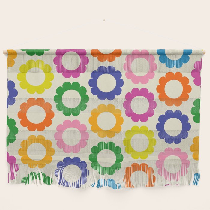 Flower Dots Cute Colorful Retro Contemporary Floral Pattern Wall Hanging Gallery Image 1