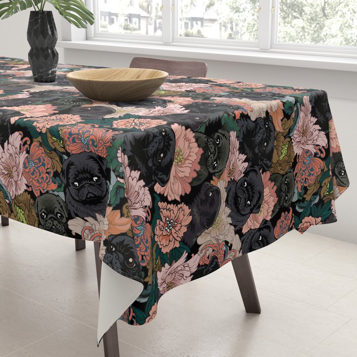 Because Black Pug Tablecloth Gallery Image 3