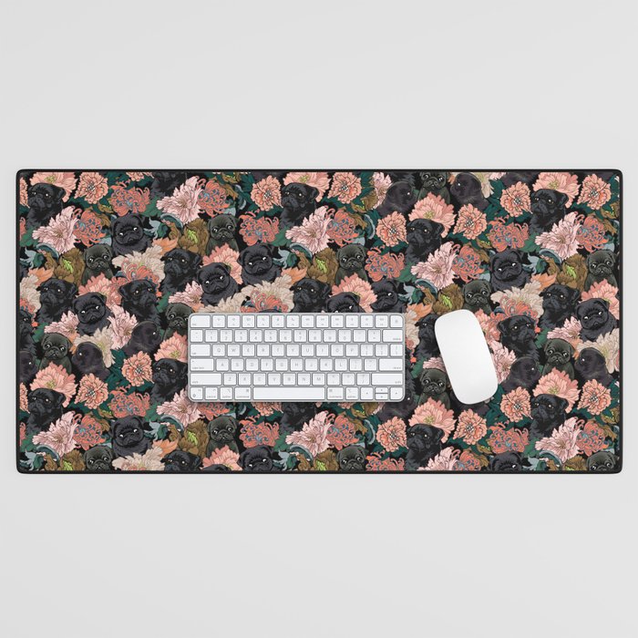 Because Black Pug Desk Mat Gallery Image 1