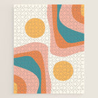 Abstract Wavy Rainbow and Sun Pattern in retro theme Jigsaw Puzzle Gallery Image 1