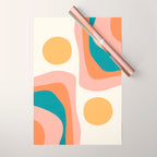 Abstract Wavy Rainbow and Sun Pattern in retro theme Wrapping Paper Gallery Image 1