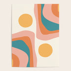Abstract Wavy Rainbow and Sun Pattern in retro theme Poster Gallery Image 4