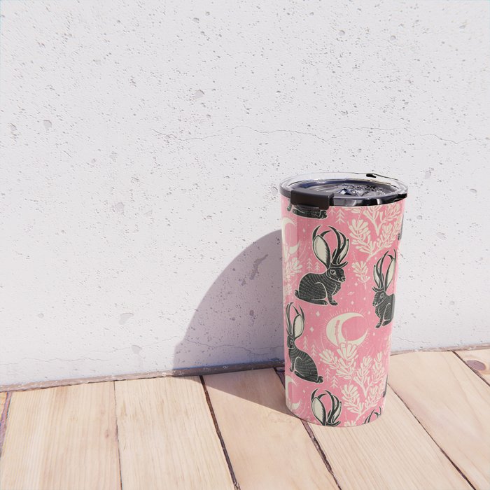 Jackalope - pink and black Travel Mug Gallery Image 4