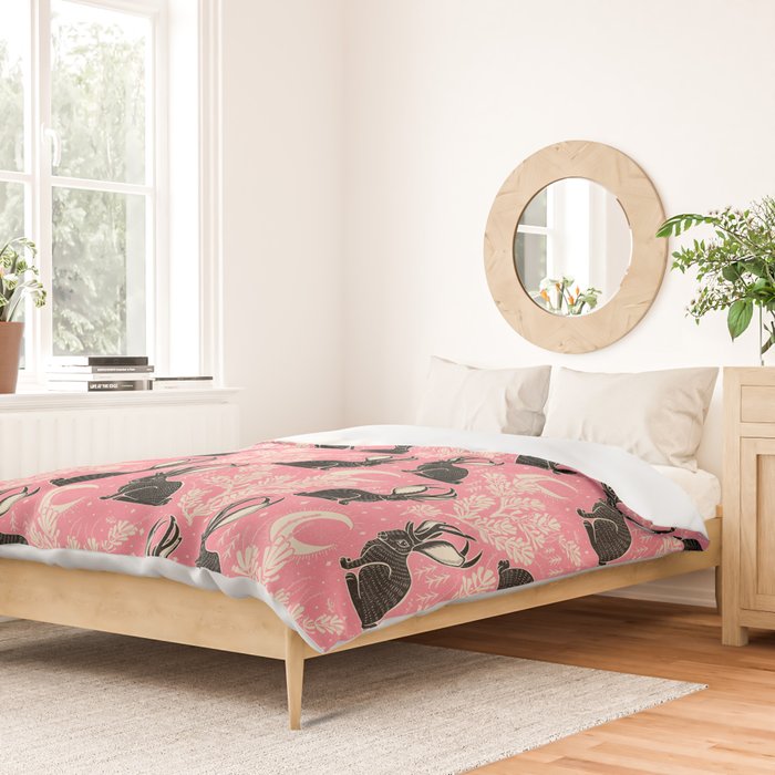 Jackalope - pink and black Duvet Cover Gallery Image 2