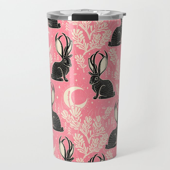 Jackalope - pink and black Travel Mug Gallery Image 1