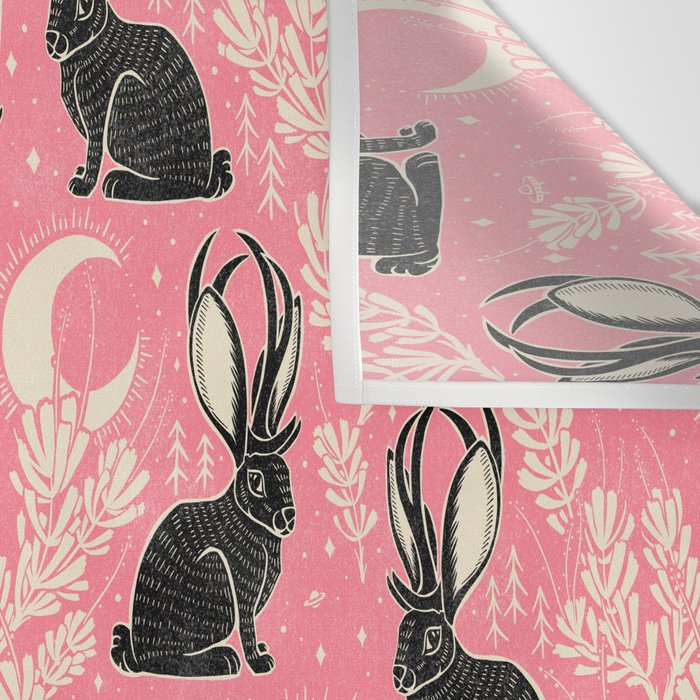 Jackalope - pink and black Wall Tapestry Gallery Image 3