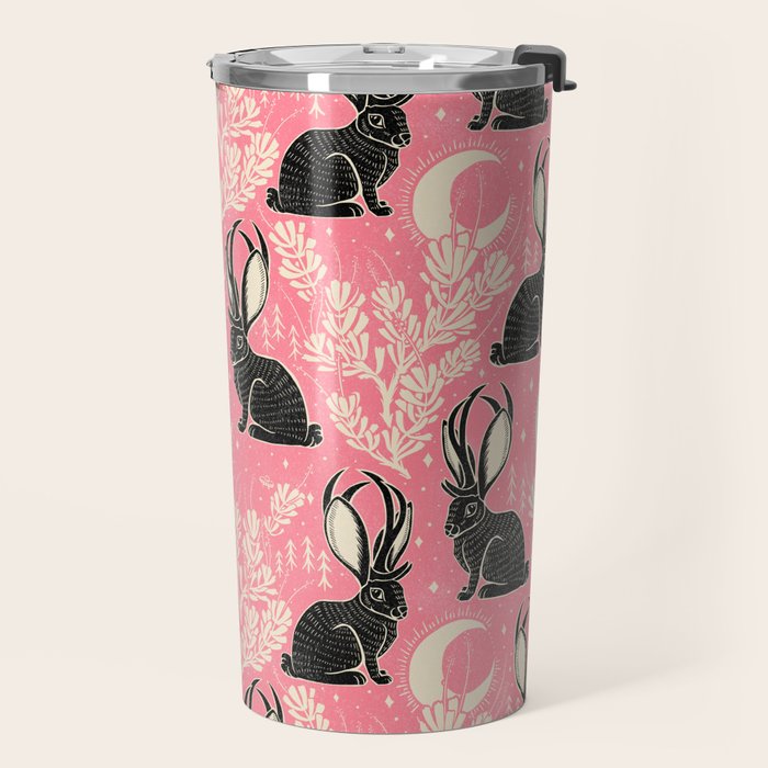 Jackalope - pink and black Travel Mug Gallery Image 2