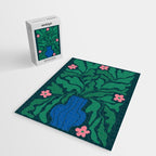 Summer Bloom: Pine Green Leaves & Pink Poppies Jigsaw Puzzle Gallery Image 2