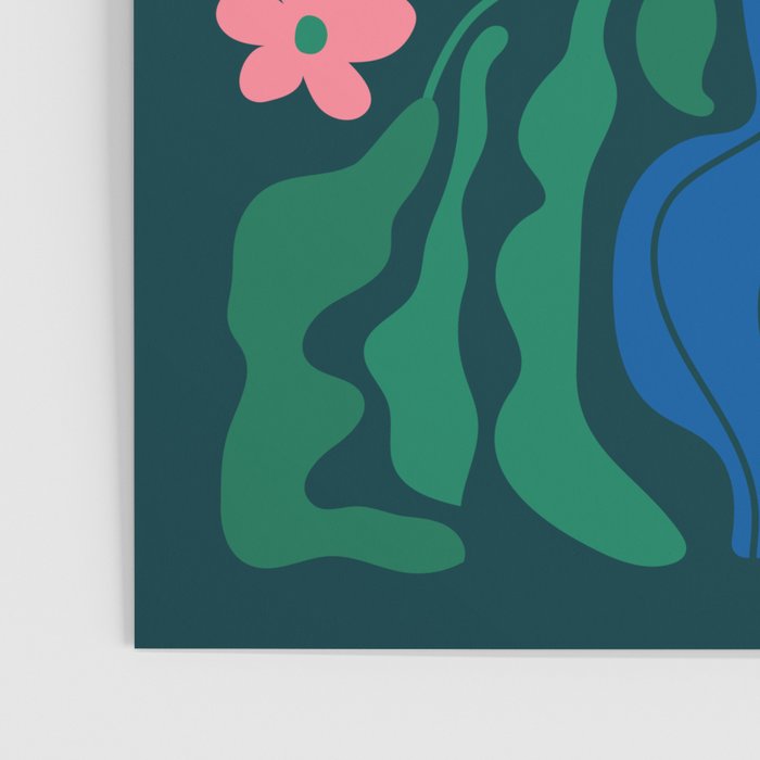 Summer Bloom: Pine Green Leaves & Pink Poppies Poster Gallery Image 3