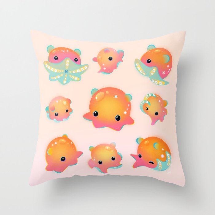 Flapjack octopus Throw Pillow Gallery Image 1