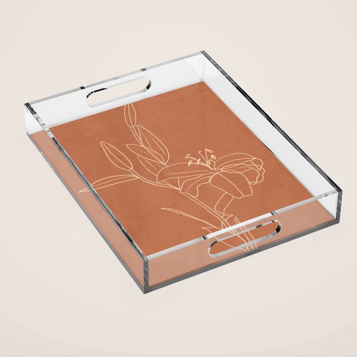  Lily Flower Line Drawing 2 Acrylic Tray Gallery Image 1