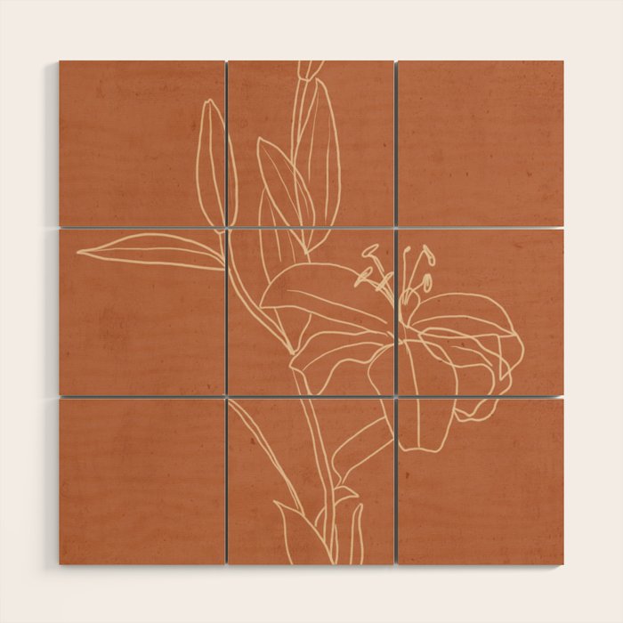  Lily Flower Line Drawing 2 Wood Wall Art Gallery Image 1