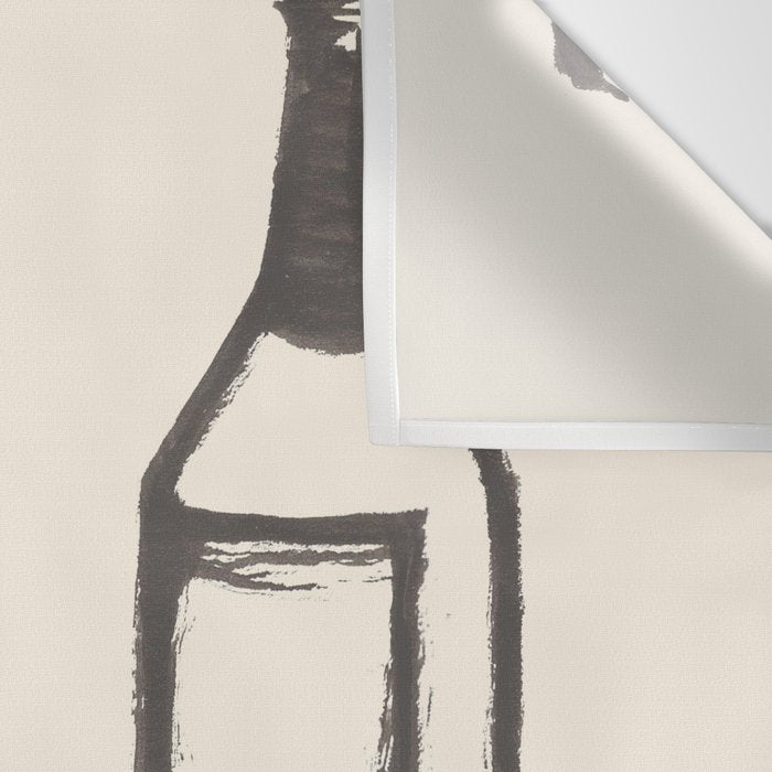 Wine and Cheese Aperitivo - Black and White Wall Tapestry Gallery Image 3