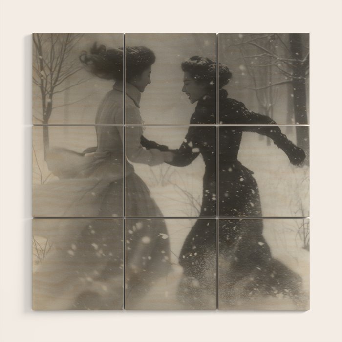 Snowfight Wood Wall Art Gallery Image 3