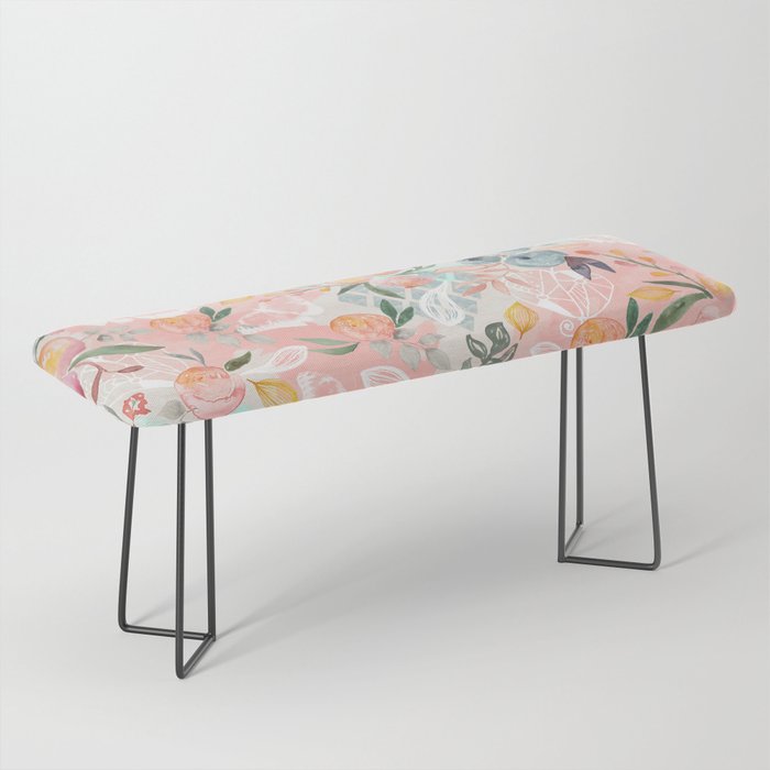 Abstract painting of flowers and plants Bench Gallery Image 1