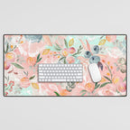 Abstract painting of flowers and plants Desk Mat Gallery Image 1