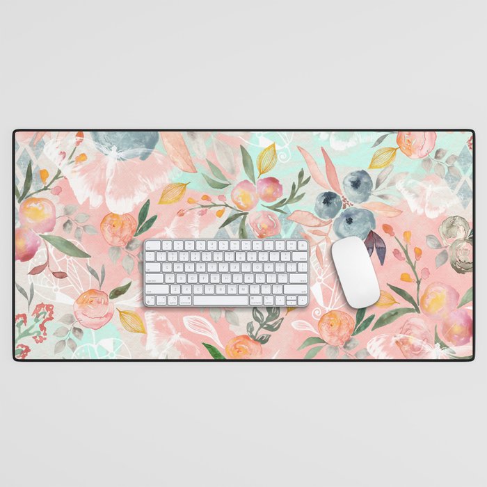 Abstract painting of flowers and plants Desk Mat Gallery Image 1
