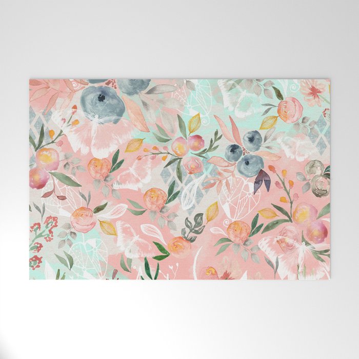 Abstract painting of flowers and plants Welcome Mat Gallery Image 1