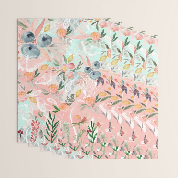 Abstract painting of flowers and plants Wrapping Paper Gallery Image 3