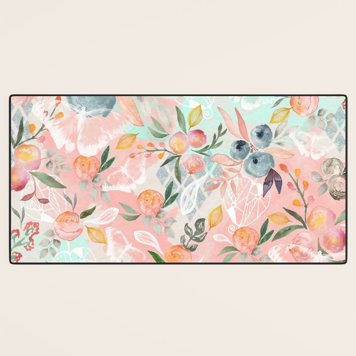 Abstract painting of flowers and plants Desk Mat Gallery Image 3
