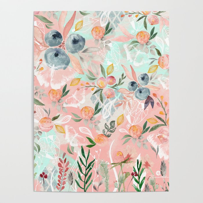 Abstract painting of flowers and plants Poster Gallery Image 4
