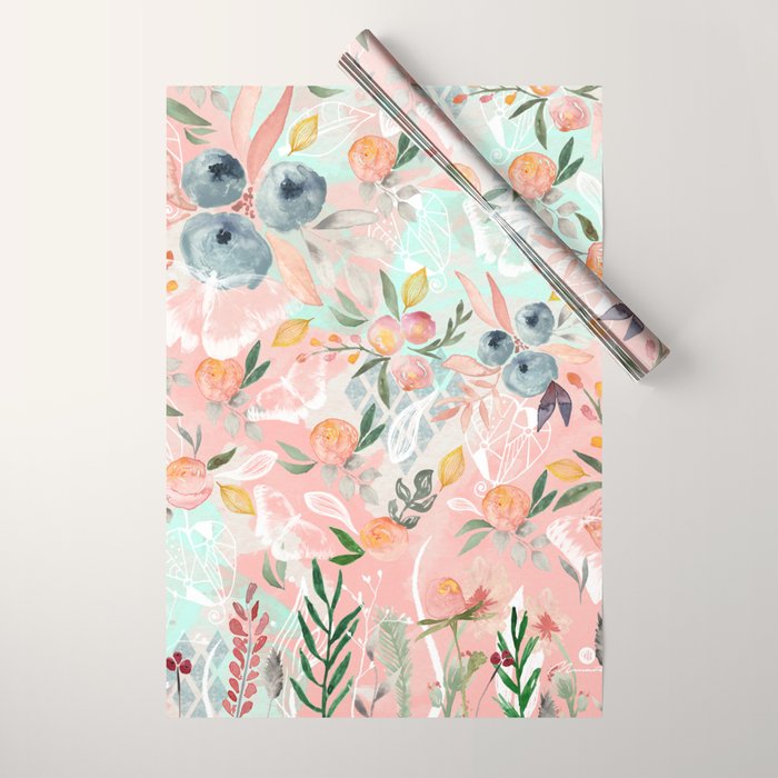 Abstract painting of flowers and plants Wrapping Paper Gallery Image 1