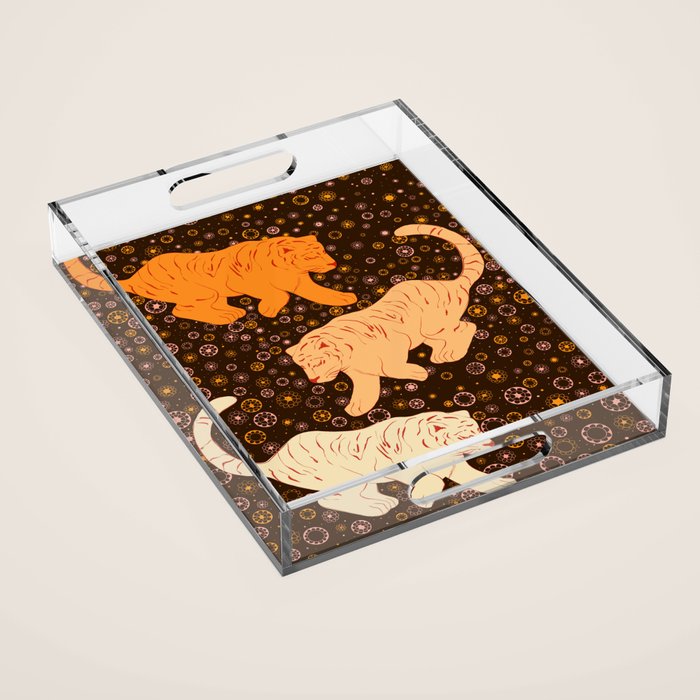 Tigers in a meadow  Acrylic Tray Gallery Image 1
