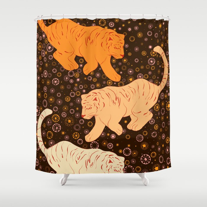 Tigers in a meadow  Shower Curtain Gallery Image 1