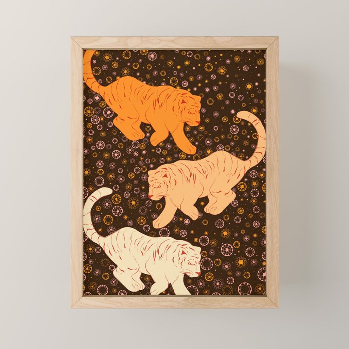 Tigers in a meadow  Mini Art Print Gallery Image 1