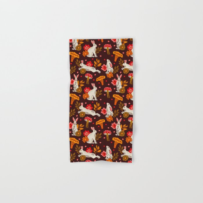 Bunnies and Shrooms Pattern Bath Towel Gallery Image 1