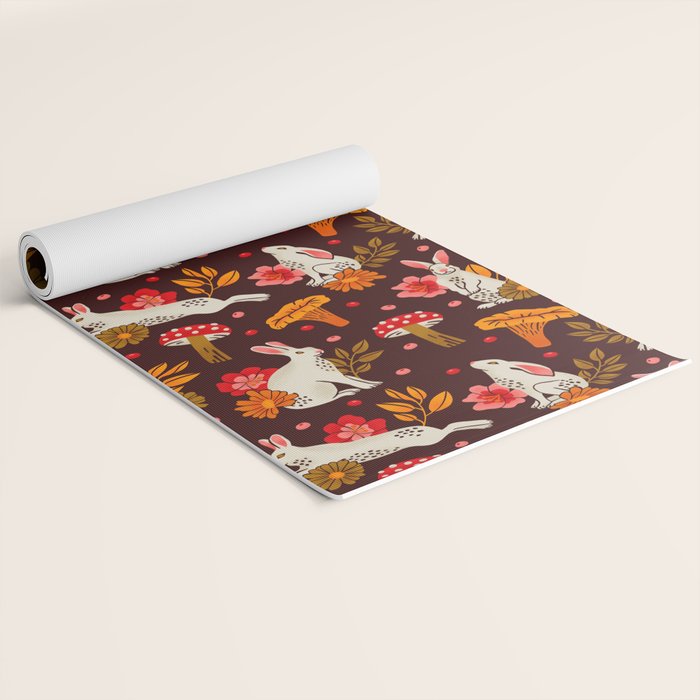Bunnies and Shrooms Pattern Yoga Mat Gallery Image 2