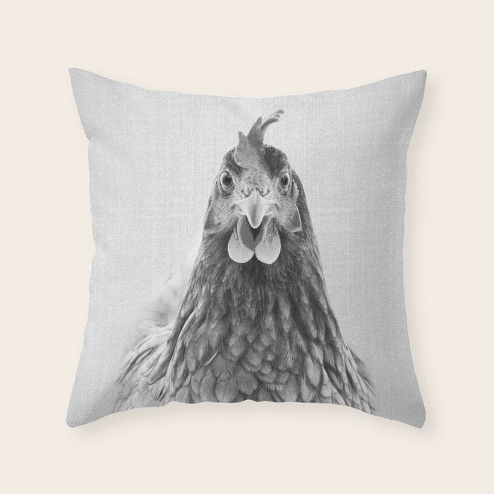 Chicken - Black & White Throw Pillow Gallery Image 6