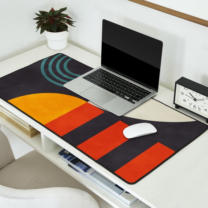 mid century bauhaus geometry square 2 Desk Mat Gallery Image 2
