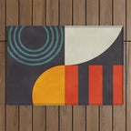 mid century bauhaus geometry square 2 Outdoor Rug Gallery Image 1