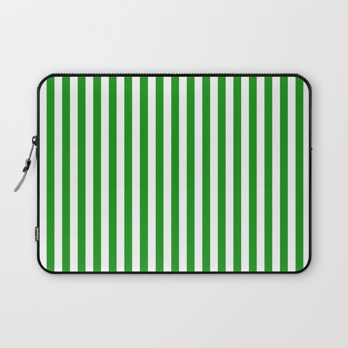 Green and White Stripes Pattern Laptop Sleeve Gallery Image 1