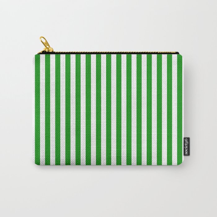 Green and White Stripes Pattern Carry All Pouch Gallery Image 1