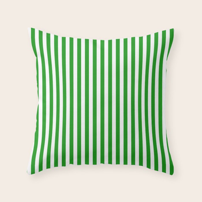 Green and White Stripes Pattern Throw Pillow Gallery Image 6