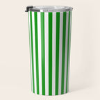 Green and White Stripes Pattern Travel Mug Gallery Image 3