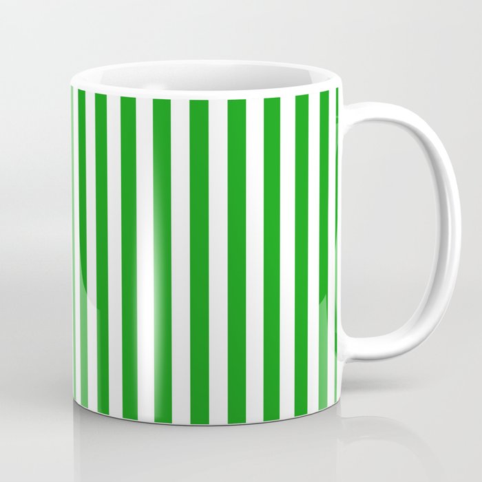 Green and White Stripes Pattern Coffee Mug Gallery Image 1