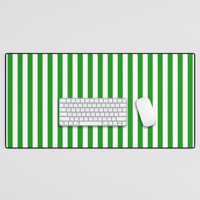 Green and White Stripes Pattern Desk Mat Gallery Image 1