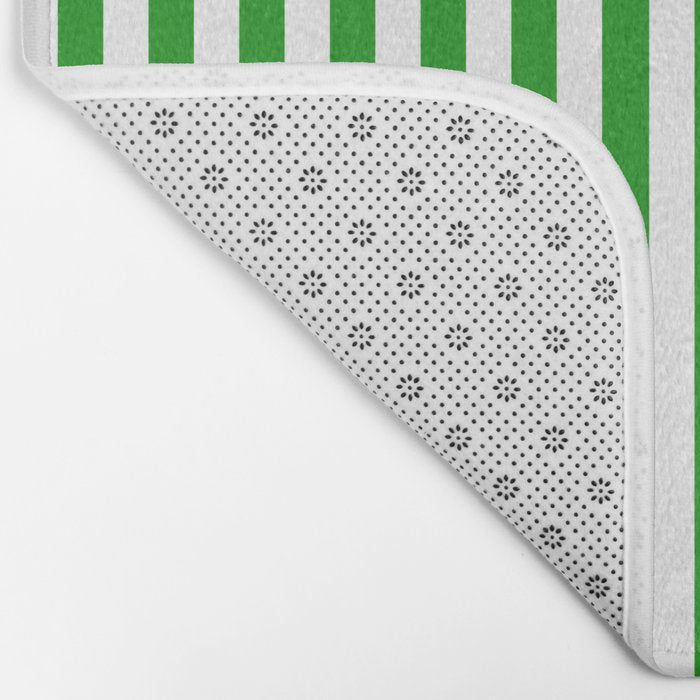 Green and White Stripes Pattern Bath Mat Gallery Image 2