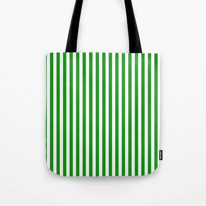 Green and White Stripes Pattern Tote Bag Gallery Image 1