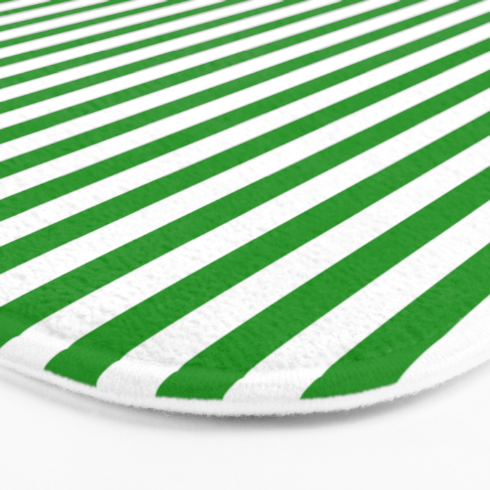 Green and White Stripes Pattern Bath Mat Gallery Image 3