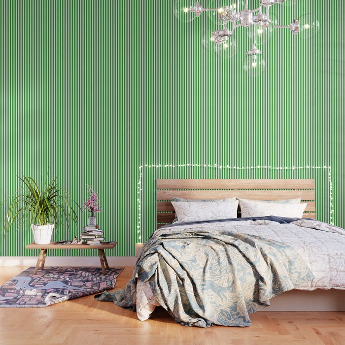 Green and White Stripes Pattern Wallpaper Gallery Image 3