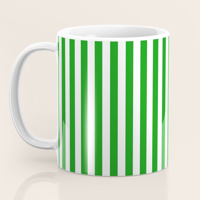 Green and White Stripes Pattern Coffee Mug Gallery Image 3
